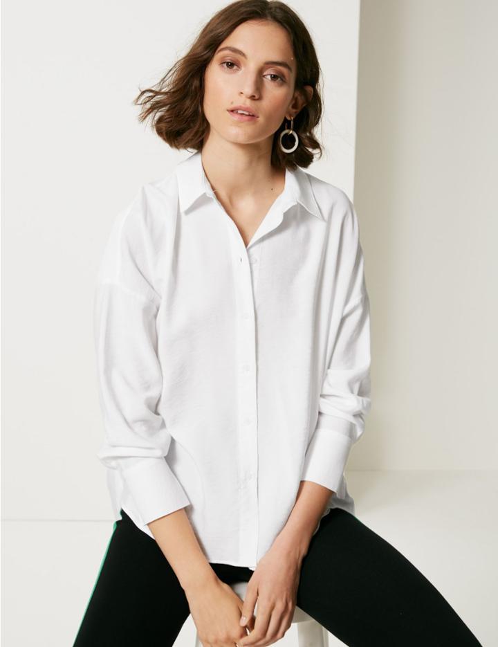 Marks & Spencer Oversized Long Sleeve Shirt White
