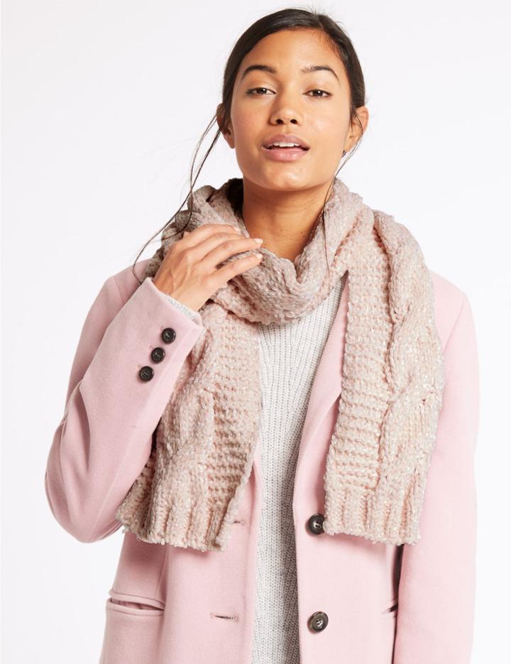 Marks & Spencer Cable Chenille Scarf Blush