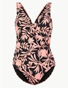 Marks & Spencer Secret Slimming&trade; Floral Print Wrap Swimsuit Coral Mix