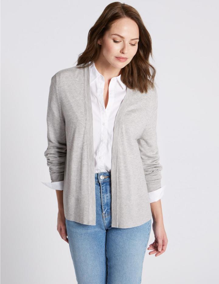 Marks & Spencer Open Front Long Sleeve Cardigan Ultraviolet