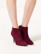 Marks & Spencer Suede Smart Point Ankle Boots Wine