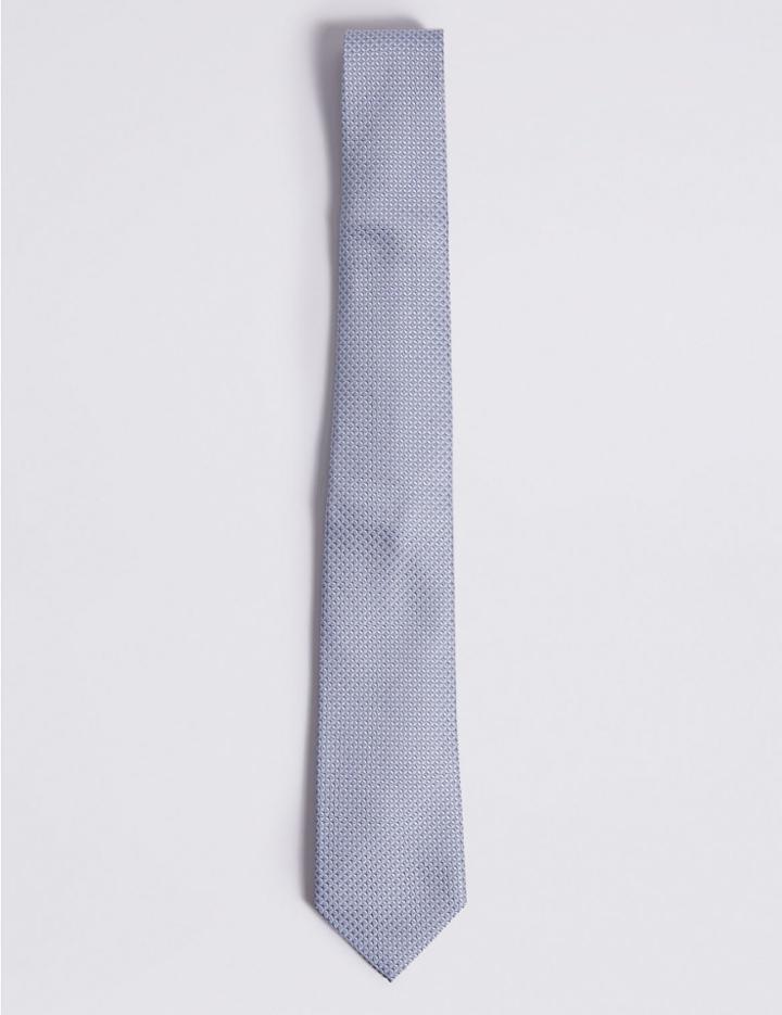 Marks & Spencer Pure Silk Tie & Pocket Square Set Pale Blue