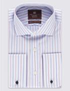 Marks & Spencer Pure Cotton Striped Shirt Blue Mix