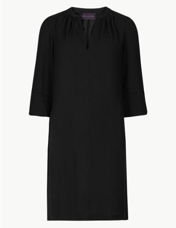 Marks & Spencer Petite 3/4 Sleeve Shift Dress Black