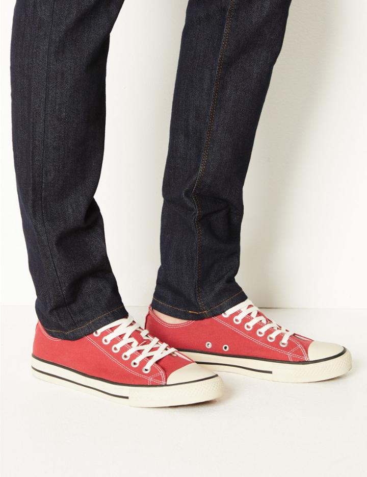 Marks & Spencer Canvas Lace-up Pump Shoes Brick