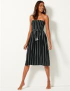 Marks & Spencer Pure Cotton Striped Swing Dress Black Mix