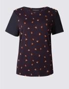 Marks & Spencer Petite Lady Bird Print Short Sleeve T-shirt Navy Mix