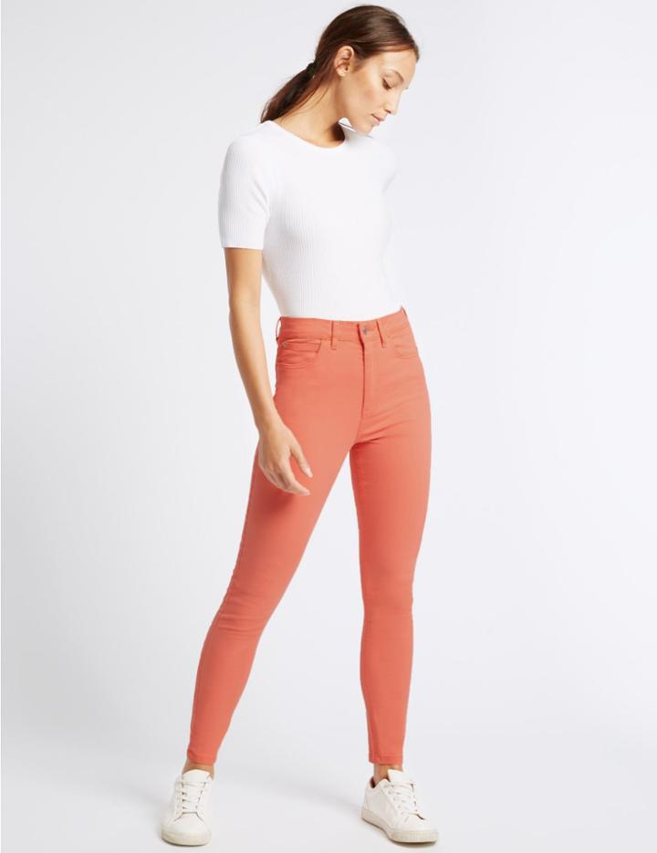 Marks & Spencer Mid Rise Super Skinny Jeans Dark Orange