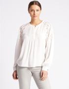 Marks & Spencer Dobby Lace Long Sleeve Blouse Ivory