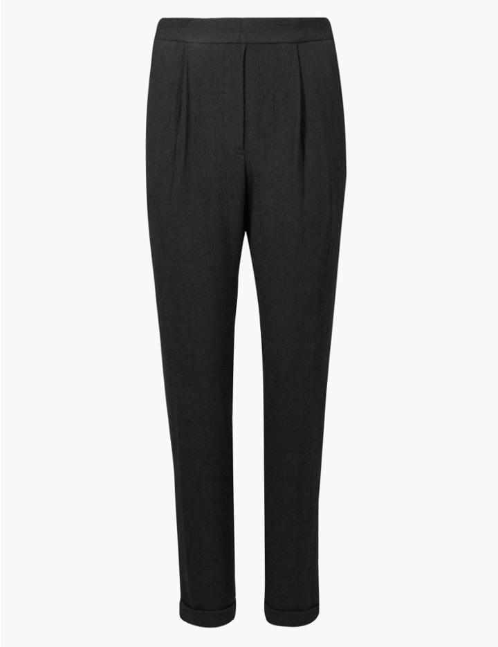 Marks & Spencer Textured Tapered Leg Ankle Grazer Joggers Black