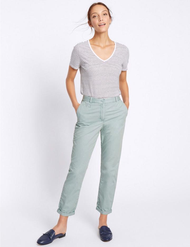 Marks & Spencer Pure Cotton Standard Chinos Duck Egg