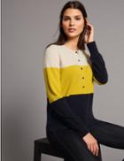 Marks & Spencer Pure Cashmere Colour Block Cardigan Navy Mix
