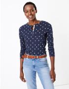 Marks & Spencer Pure Cotton Floral Long Sleeve Top
