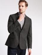 Marks & Spencer Slim Fit Textured 2 Button Jacket Charcoal