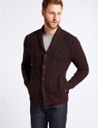 Marks & Spencer Pure Cotton Cable Knit Cardigan Burgundy Mix
