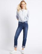 Marks & Spencer Mid Rise Relaxed Slim Leg Jeans Med Blue Denim