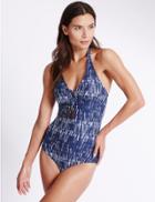 Marks & Spencer Secret Slimming&trade; Shard Print Swimsuit Navy Mix