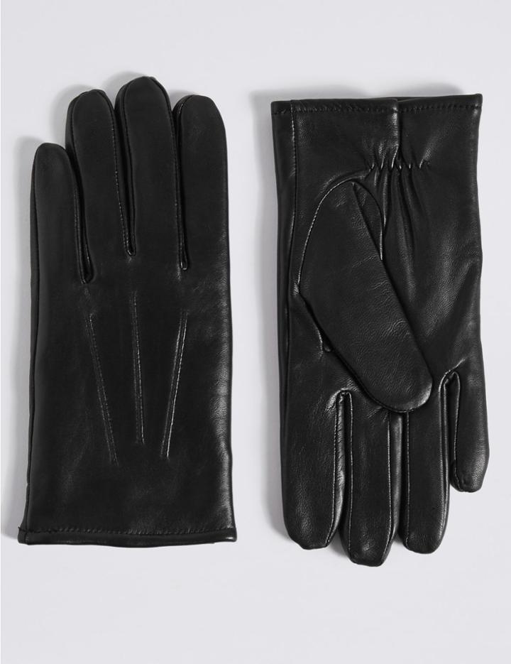 Marks & Spencer Leather Gloves With Thinsulate&trade; Black