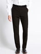 Marks & Spencer Tailored Fit Wool Blend Trousers With Stormwear&trade; Chocolate Mix