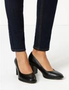 Marks & Spencer Leather Block Heel Penny Loafer Black