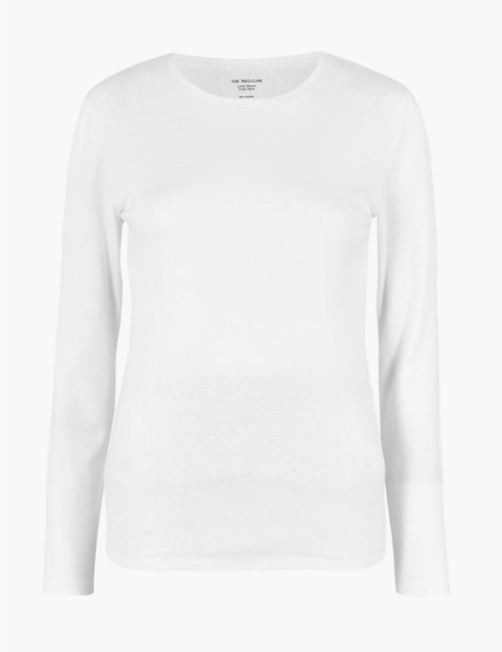Marks & Spencer Pure Cotton Regular Fit T-shirt White