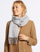 Marks & Spencer Wool Blend Checked Scarf Grey Mix