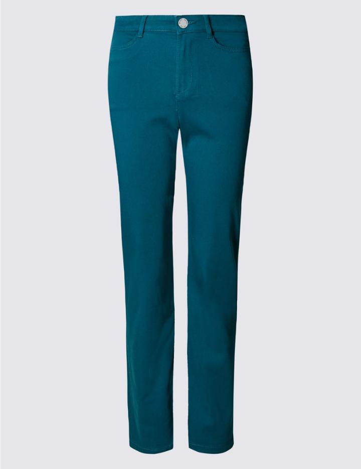 Marks & Spencer Sateen Roma Rise Straight Leg Jeans Kingfisher