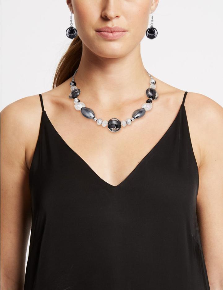 Marks & Spencer Spiral Necklace & Earrings Set Black Mix