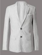 Marks & Spencer Pure Linen 2 Button Jacket Light Grey