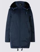 Marks & Spencer Faux Fur Hooded Padded Jacket Navy