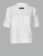 Marks & Spencer Pure Linen Short Sleeve Shirt White