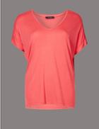 Marks & Spencer V-neck Short Sleeve T-shirt Watermelon
