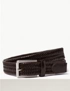 Marks & Spencer Plaited Leather Belt Brown