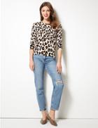 Marks & Spencer Cashmilon&trade; Animal Print Crew Neck Jumper Oatmeal Mix
