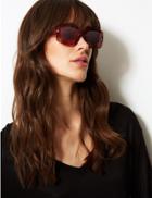 Marks & Spencer Roma Glitter Slim Rectangle Sunglasses Red Mix