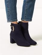 Marks & Spencer Wide Fit Side Buckle Ankle Boots Navy