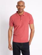 Marks & Spencer Pure Cotton Textured Polo Shirt Poppy