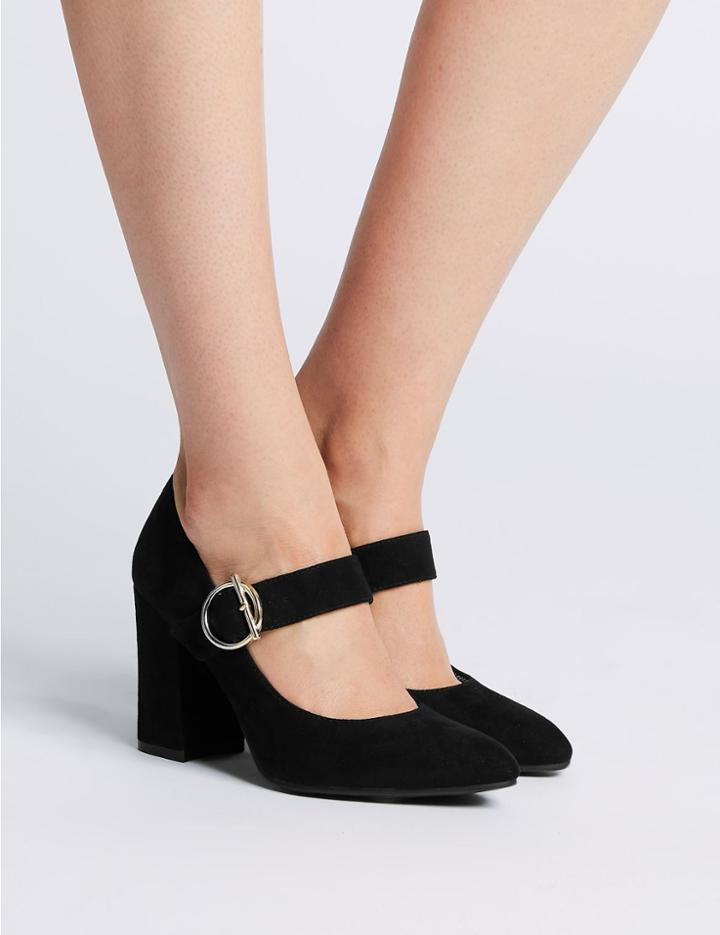 Marks & Spencer Block Heels Court Shoes Black