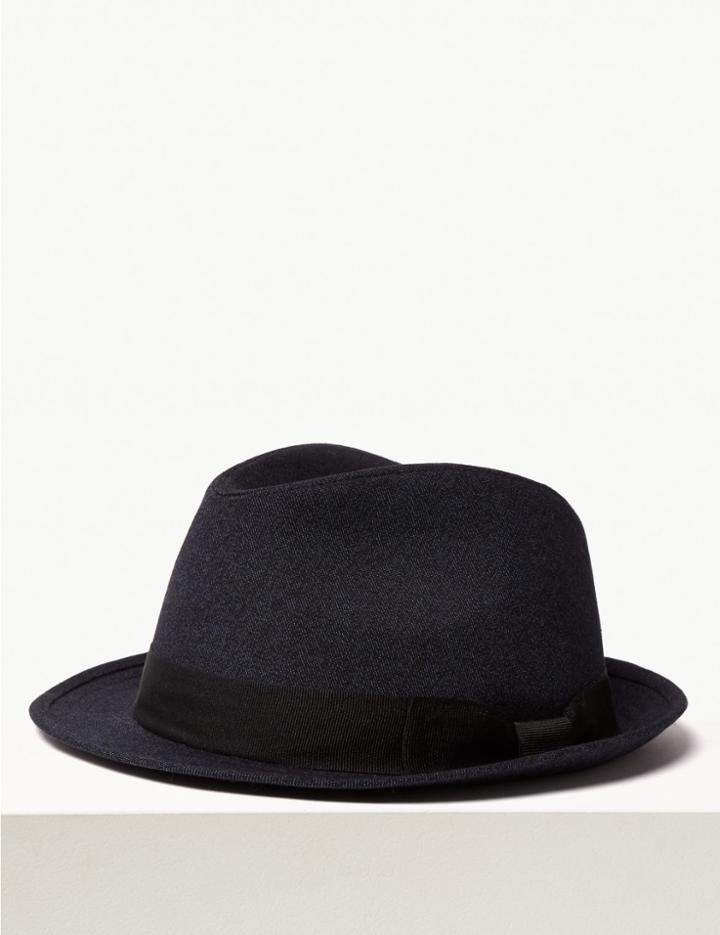Marks & Spencer Cotton Textured Trilby Navy Mix