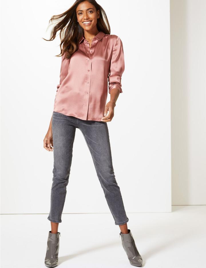 Marks & Spencer Mid Rise Slim Leg Jeans Grey