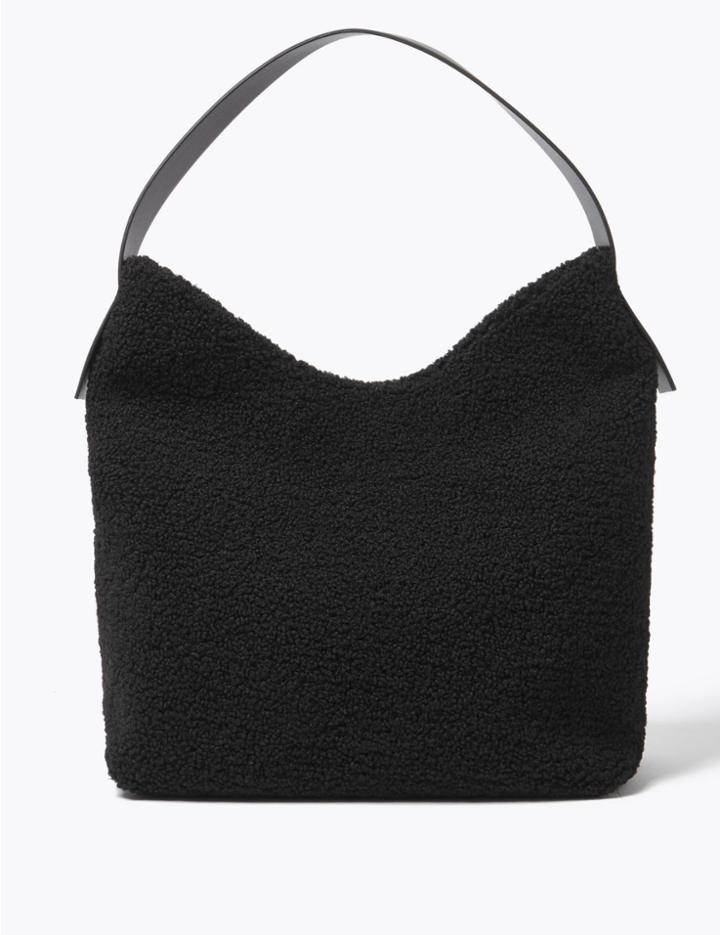 Marks & Spencer Shearling Hobo Bag Black