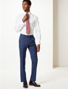Marks & Spencer Blue Textured Slim Fit Wool Trousers Blue