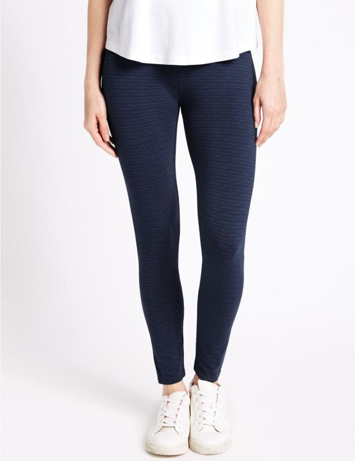 Marks & Spencer Zigzag Print Leggings Navy Mix