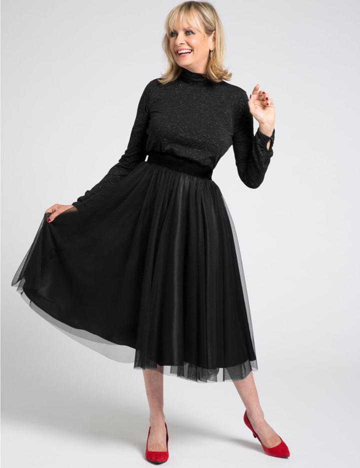 Marks & Spencer Metallic Turtle Neck Long Sleeve T-shirt Black