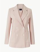 Marks & Spencer Cotton Rich Double Breasted Blazer Nude