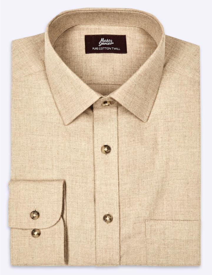 Marks & Spencer Pure Cotton Regular Fit Shirt Neutral