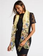 Marks & Spencer Pure Silk Floral Print Scarf Yellow Mix