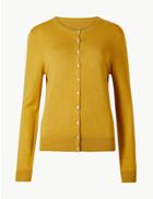 Marks & Spencer Long Sleeve Round Neck Cardigan Ochre