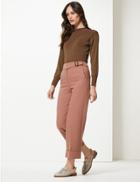 Marks & Spencer Wide Leg Ankle Grazer Trousers Pink