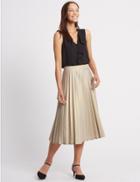 Marks & Spencer Pleated Metallic A-line Midi Skirt Gold